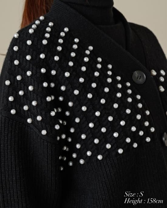 バロックパールカーディガン(ブラック) - seventen