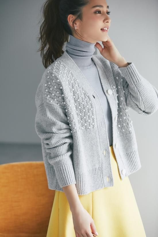 バロックパールカーディガン(グレー) - seventen