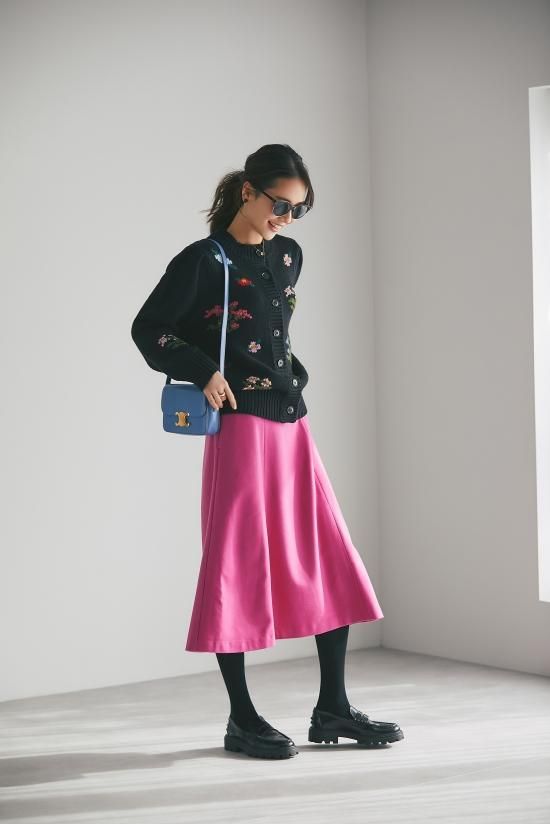 seventenセブンテン　フラワージャガードカーディガン　ブラック フラワージャガードカーディガン(ブラック×マルチ) - seventen