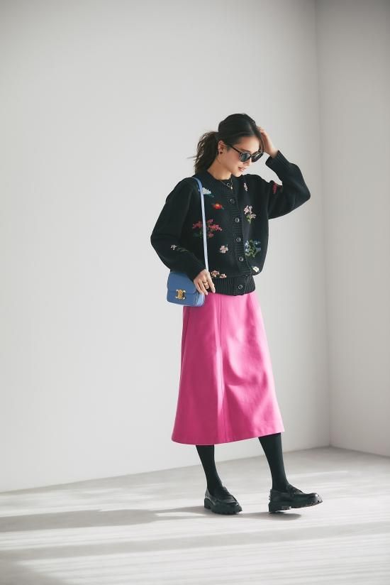 50％off】ウールミディスカート(フューシャピンク) - seventen