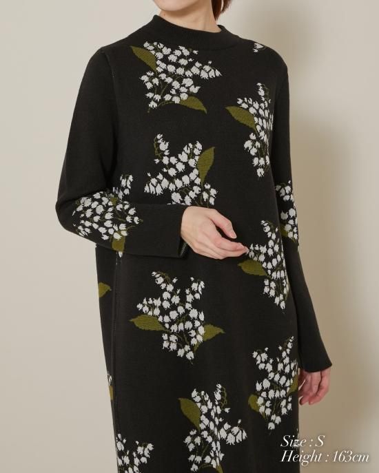 SEVENTEN by mihokawahitoミュゲジャガードニットドレス ミュゲジャガードニットドレス(ブラック) - seventen