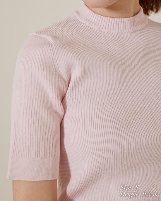 ベーシックショートスリーブニット(ブラック) - seventen