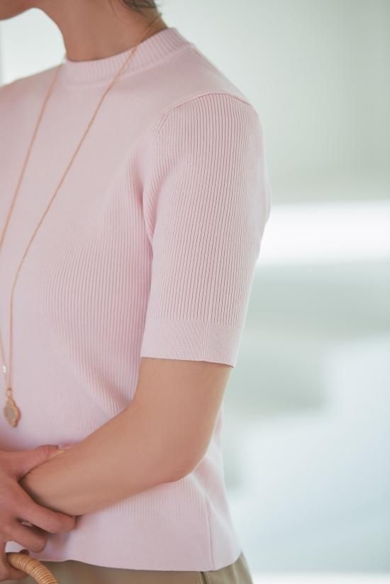 ベーシックショートスリーブニット(サクラ) - seventen