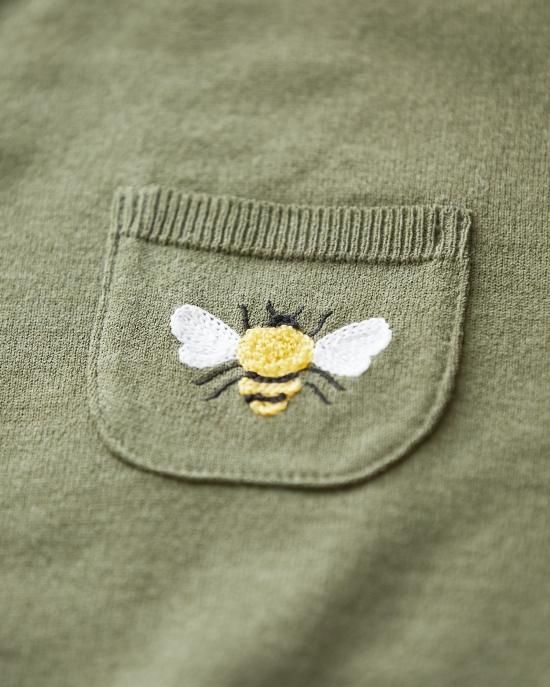 ワンポイント刺繍カーディガン(カーキ) - seventen