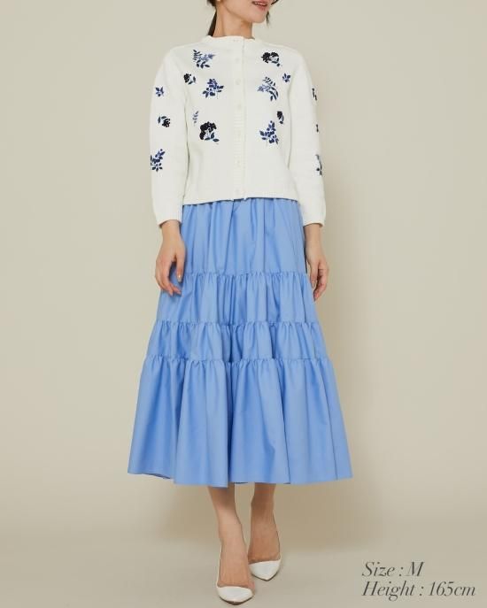 フラワー手刺繍カーディガン(グリーン) - seventen