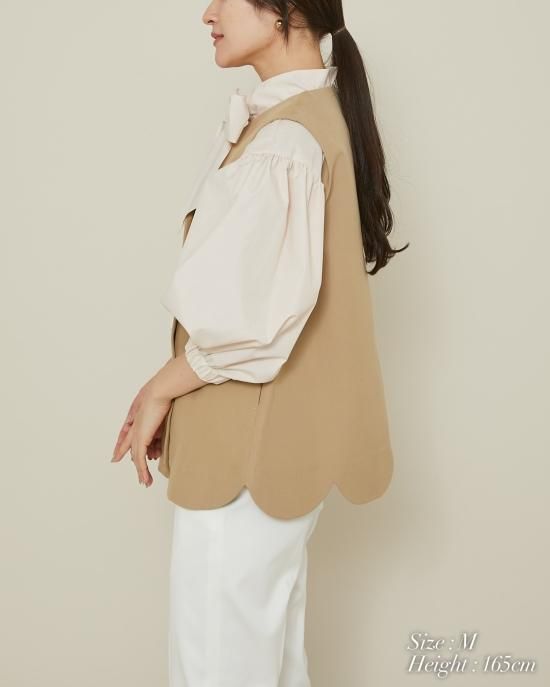 30％off】スカラップジレ(ベージュ) - seventen