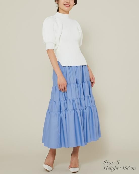 タフタティアードスカート(サックス) - seventen