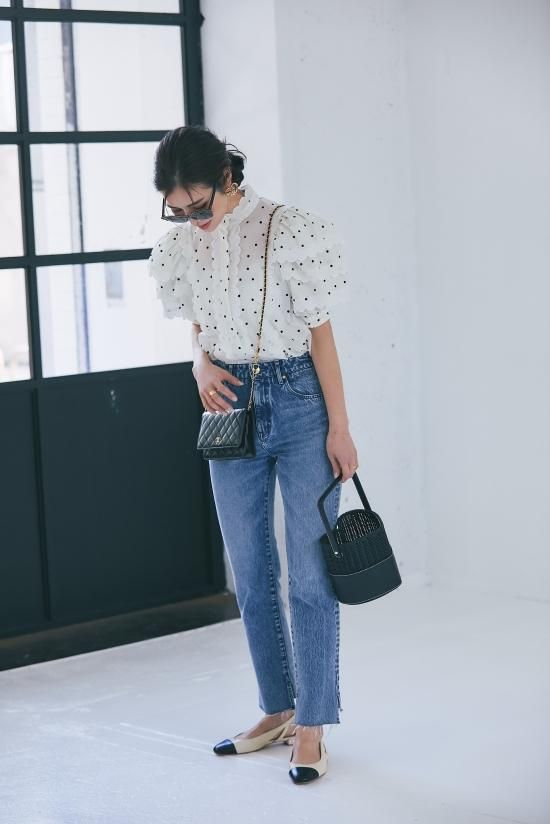 ハイライズスリムストレートデニムパンツ(ヴィンテージサックス ハイライズスリムストレートデニムパンツ(ヴィンテージサックス