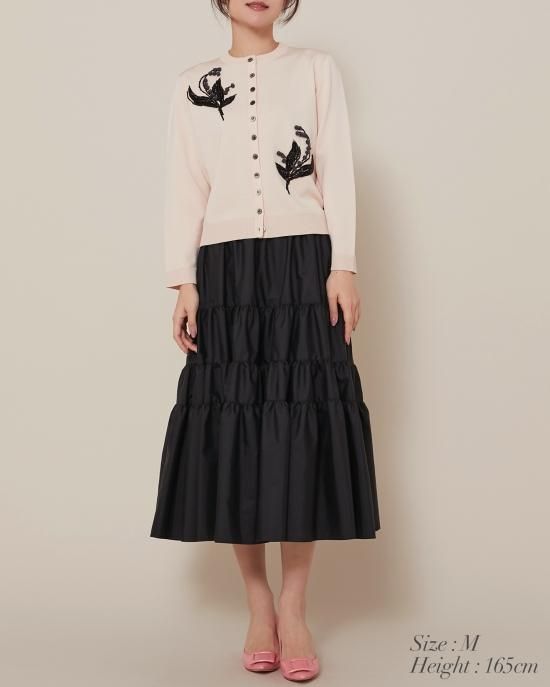 すずらん すずらん刺繍カーディガン(ブラック) - seventen
