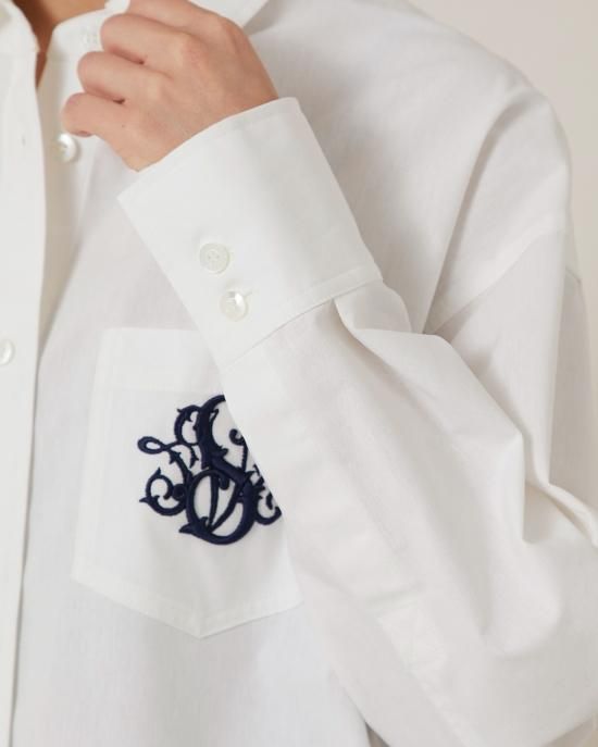 SVT刺繍シャツ(ホワイト×ネイビー) - seventen