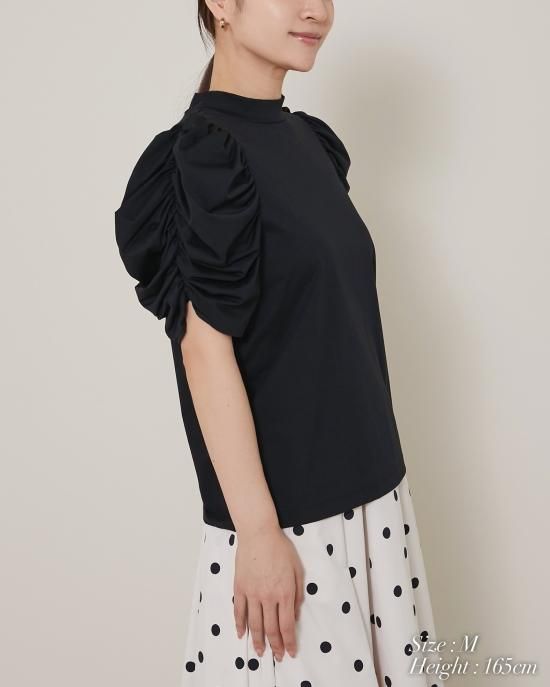 シャーリングスリーブTシャツ(ホワイト) - seventen シャーリングスリーブTシャツ(ホワイト) - seventen