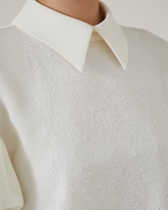 フロントレースブラウス(ブラック) - seventen