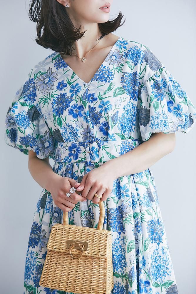 30％off】ヴィンテージプリントワンピース(ブルー) - seventen