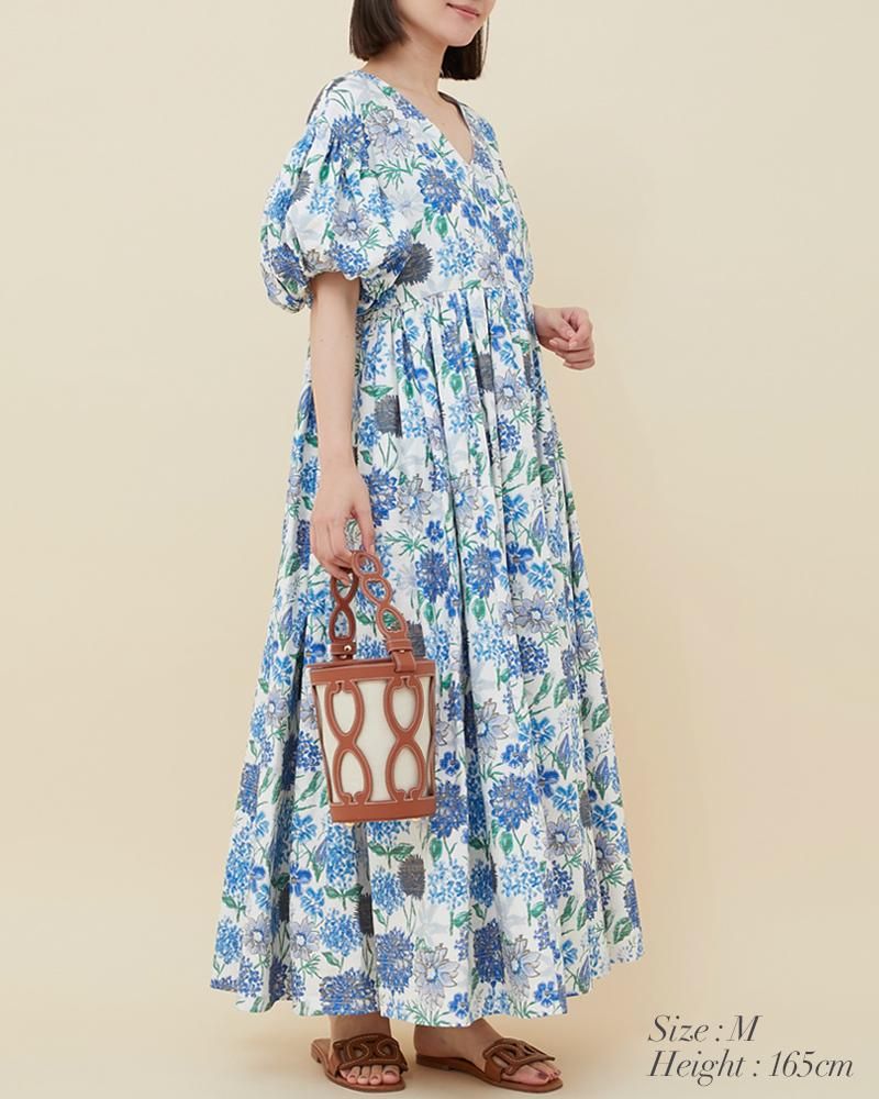 セブンテン　ワンピース　未使用 ノースリーブボウタイワンピース(ブルーギンガム) - seventen