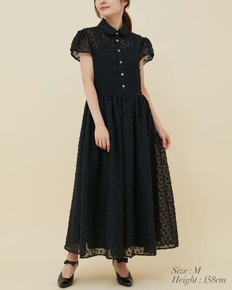 カットジャガードシフォンワンピース(ホワイト) - seventen カットジャガードシフォンワンピース(ホワイト) - seventen