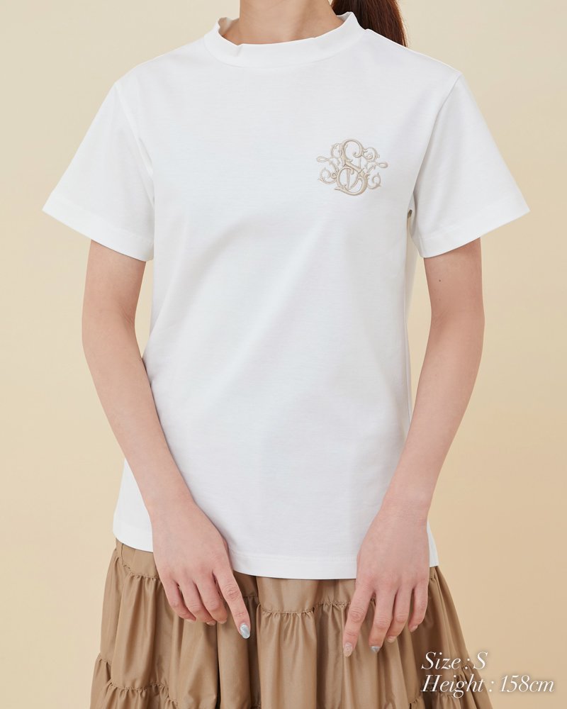seventen セブンテン 刺繍Tシャツ ホワイト ベージュ-