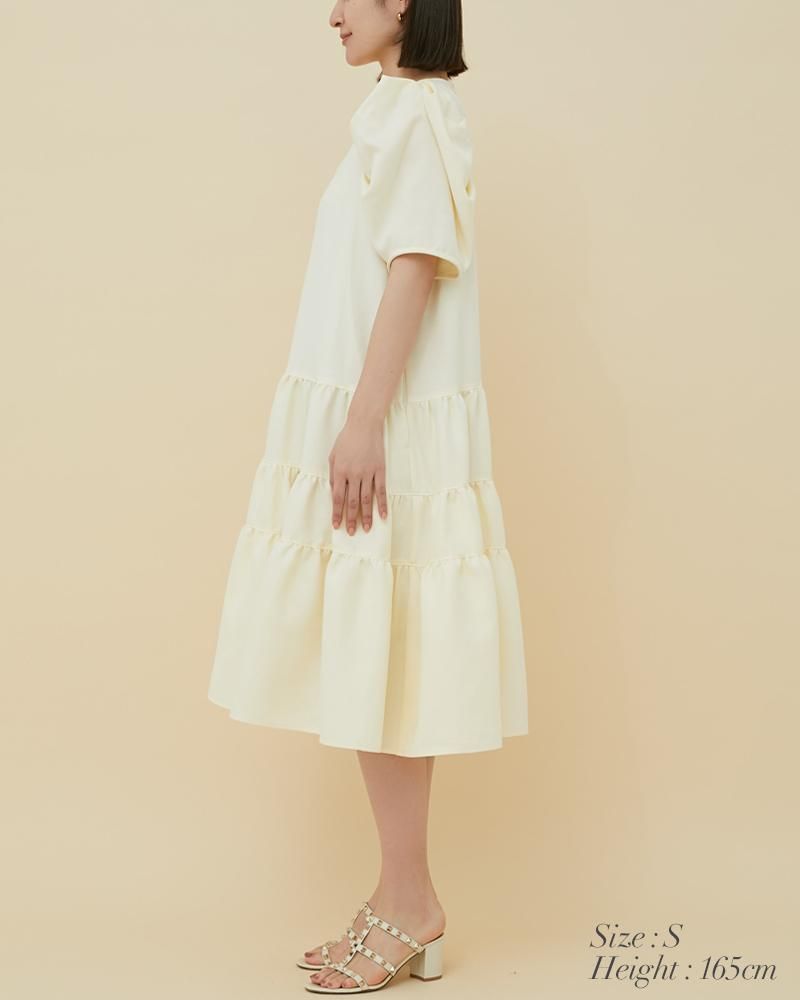 リネンライクティアードワンピース(ネイビー) - seventen