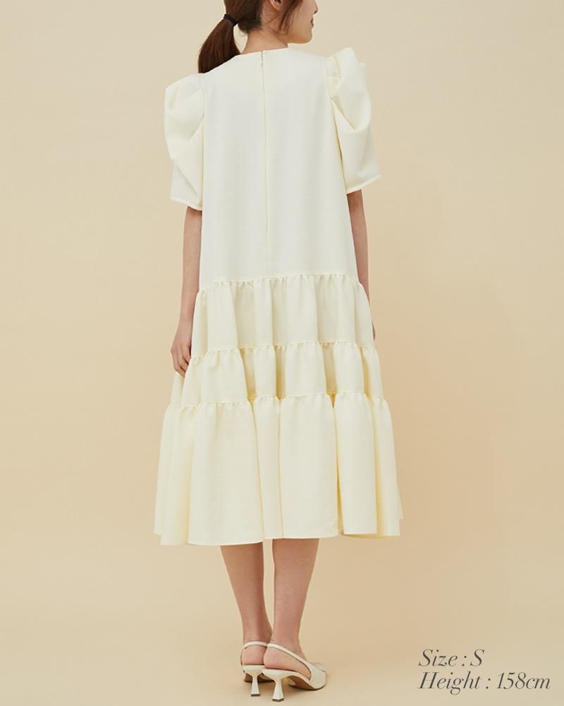 Rene 麻ベージュティアードワンピース AIRYティアードワンピース(ベージュ) – stylist-kurakuen