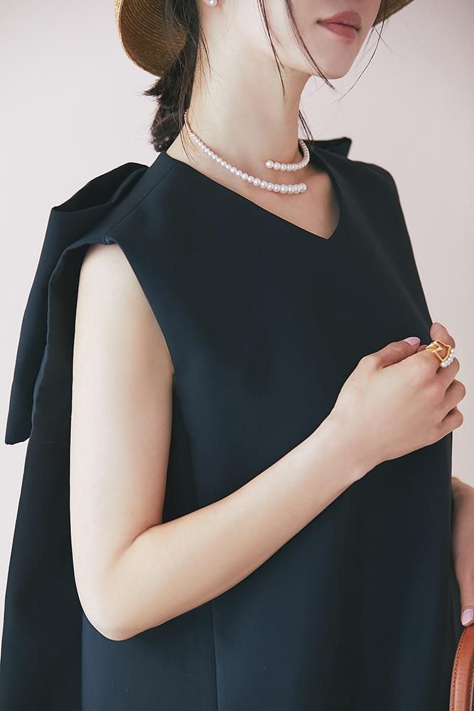 Drawer - SEVEN TEN セブンテン ダブルクロスリボントップス(ブラック) S ダブルクロスリボントップス(ブラック) - seventen