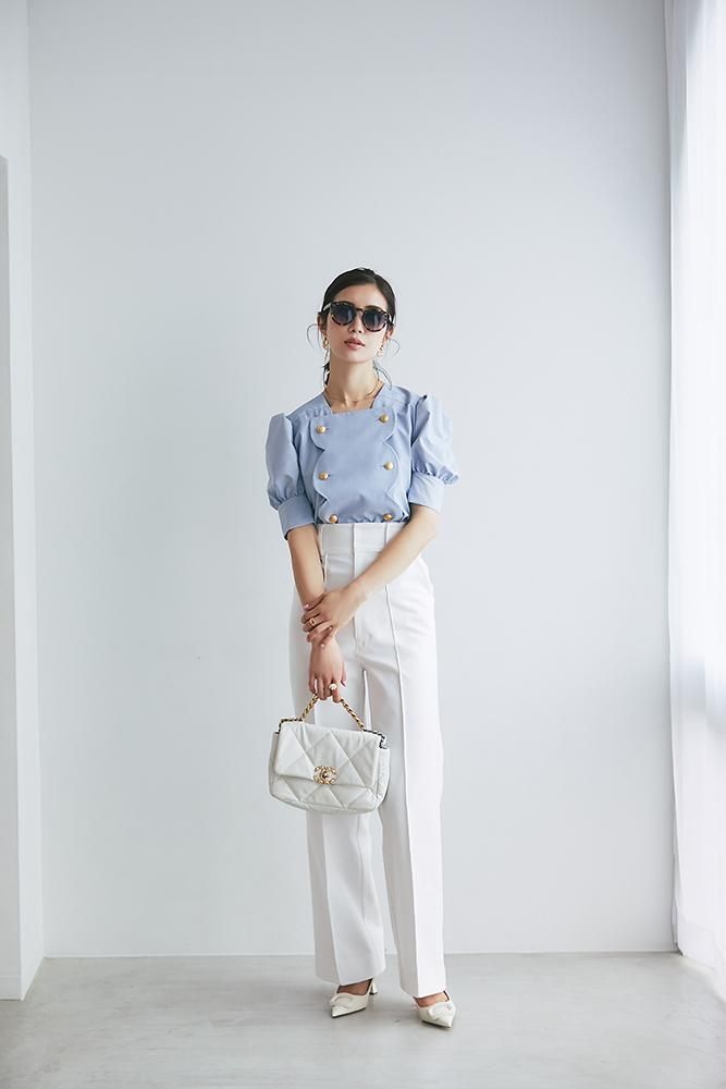 30%off】ハイウエストストレートパンツ(ホワイト) - seventen 30%off】ハイウエストストレートパンツ(ホワイト) - seventen