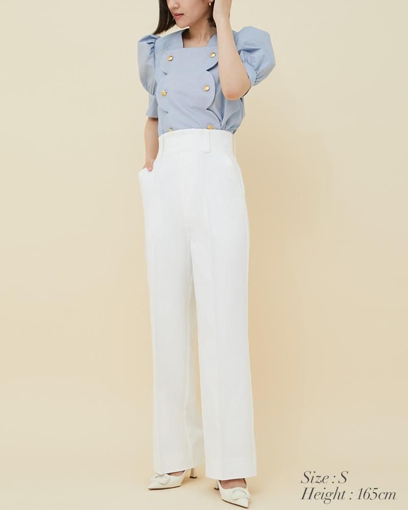 30%off】ハイウエストストレートパンツ(ホワイト) - seventen 30%off】ハイウエストストレートパンツ(ホワイト) - seventen