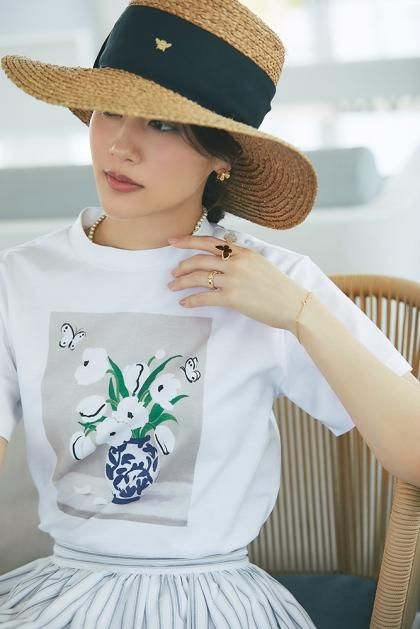 アートプリントTシャツ(ベージュ)