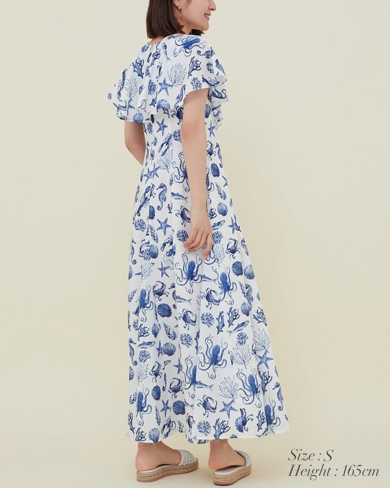 マリンプリントワンピース(ブルー) - seventen