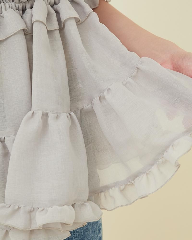 美品 セブンテン シャーリングフリルブラウス♡S シャーリングフリルブラウス(オフホワイト) - seventen