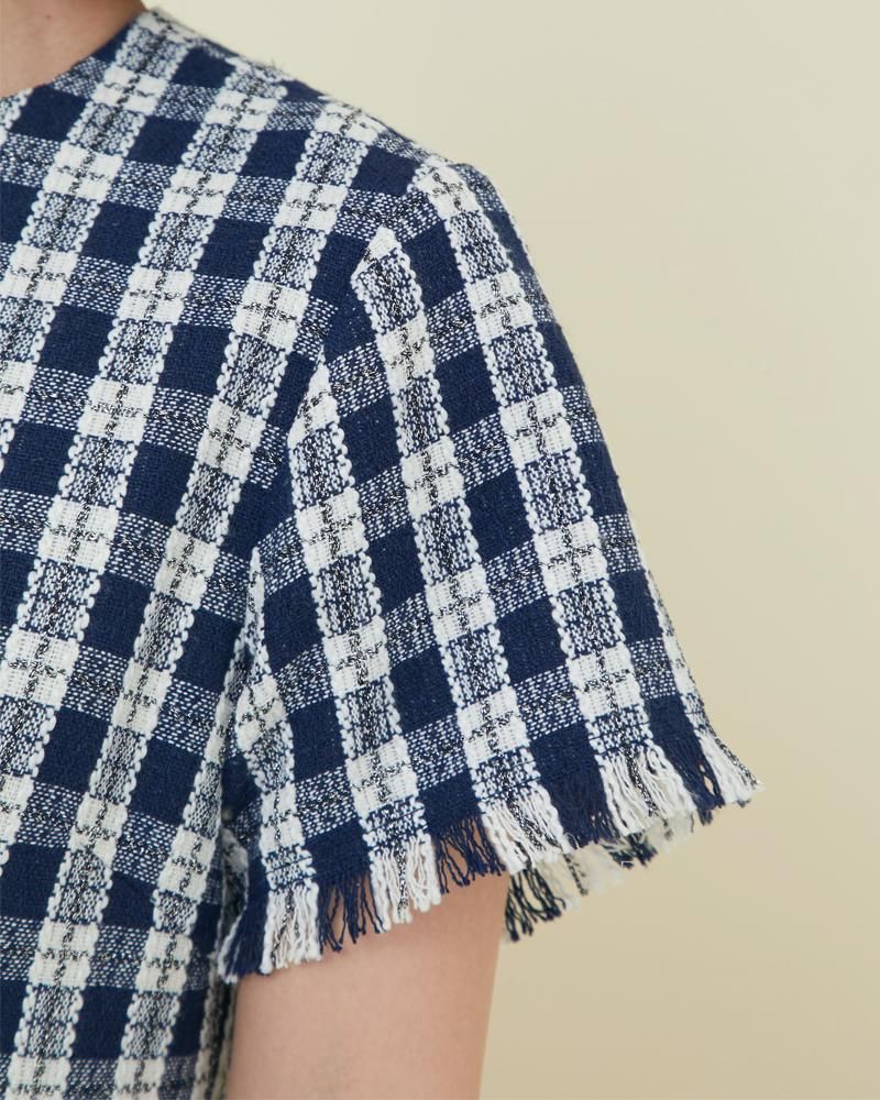 再入荷】ツイードフィットフレアワンピース(グリーン) - seventen