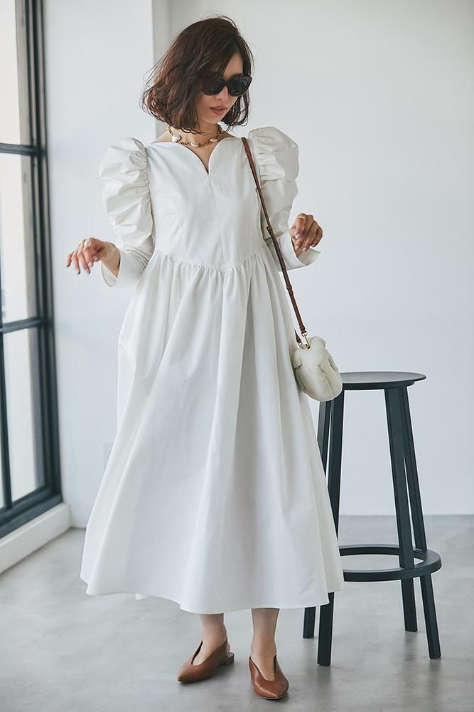 リントン社製生地使用ワンピース白 ハートワンピース(ホワイト) - seventen