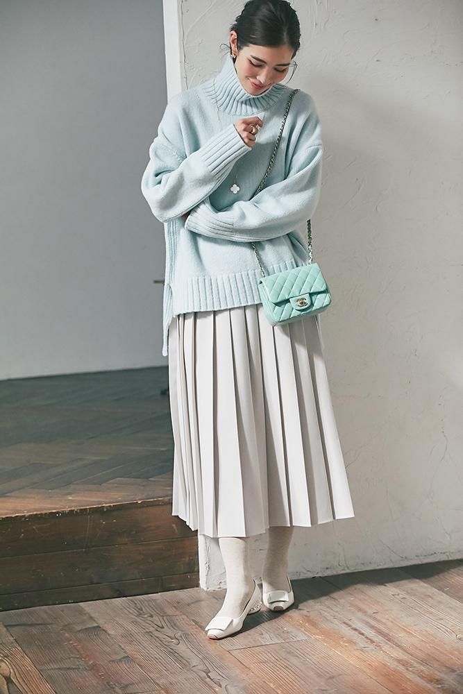 ベーシックタートルニットプルオーバー(ミント) - seventen