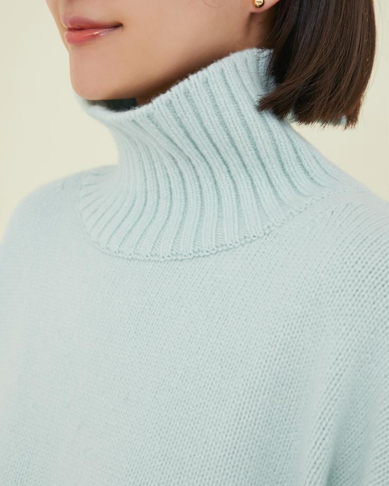 ベーシックタートルニットプルオーバー(ミント) - seventen