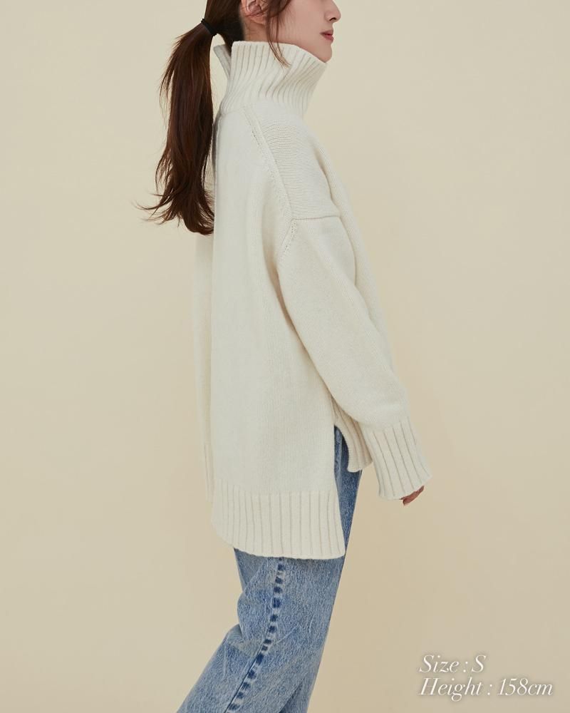 SEVEN TEN 定価3.1万 ベーシックタートルニットプルオーバー イエロー ベーシックタートルニットプルオーバー(サックス) - seventen