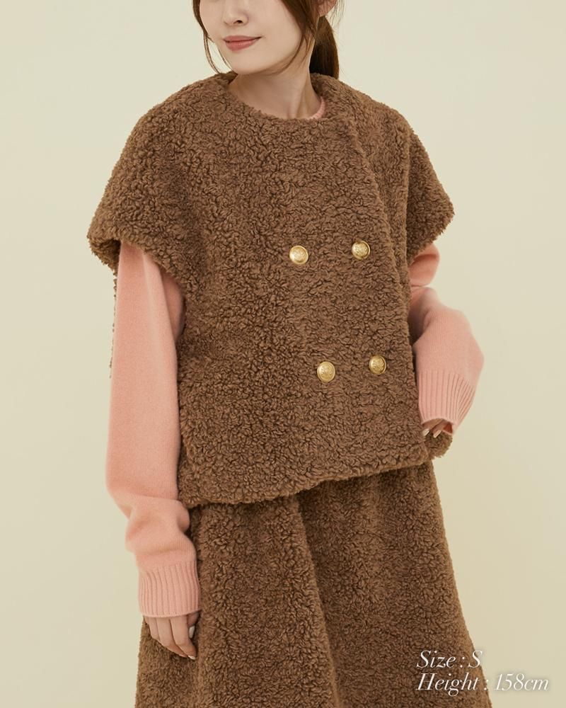 【新品・貴重】セブンテン seventen ボアロングケープ(グレー)  M ボアジャケット(ブラック) - seventen