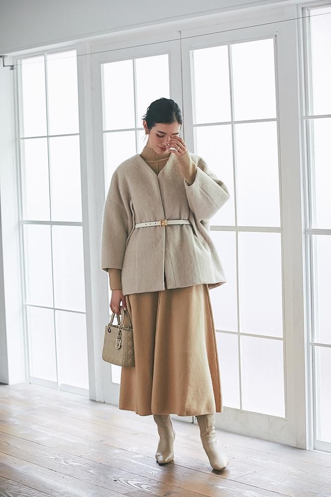 パフスリーブニットワンピース(キャメル) - seventen