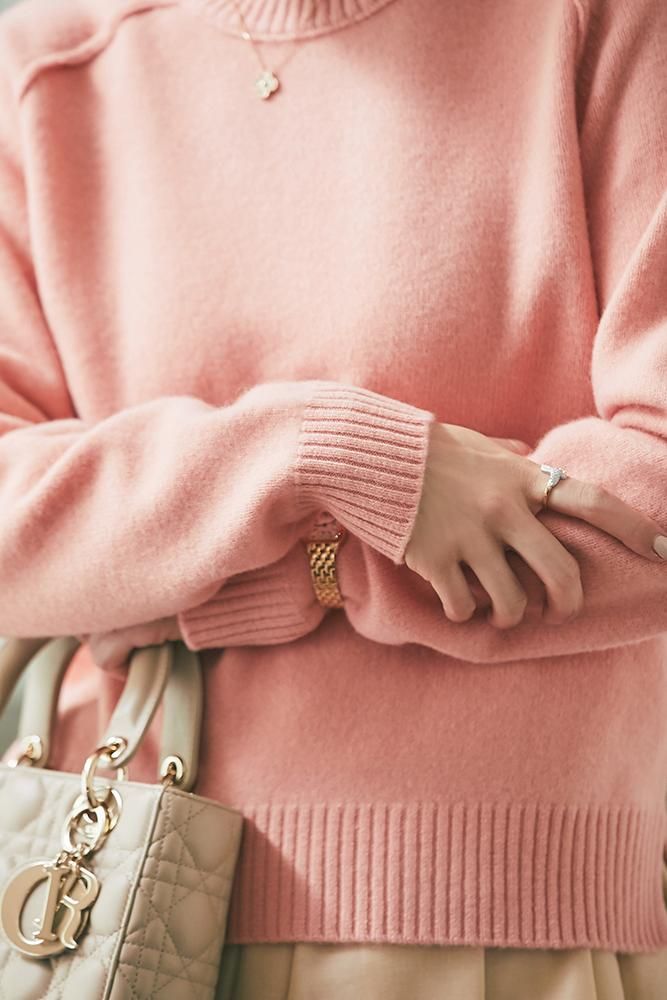 ベーシッククルーネックニット(コーラル) - seventen