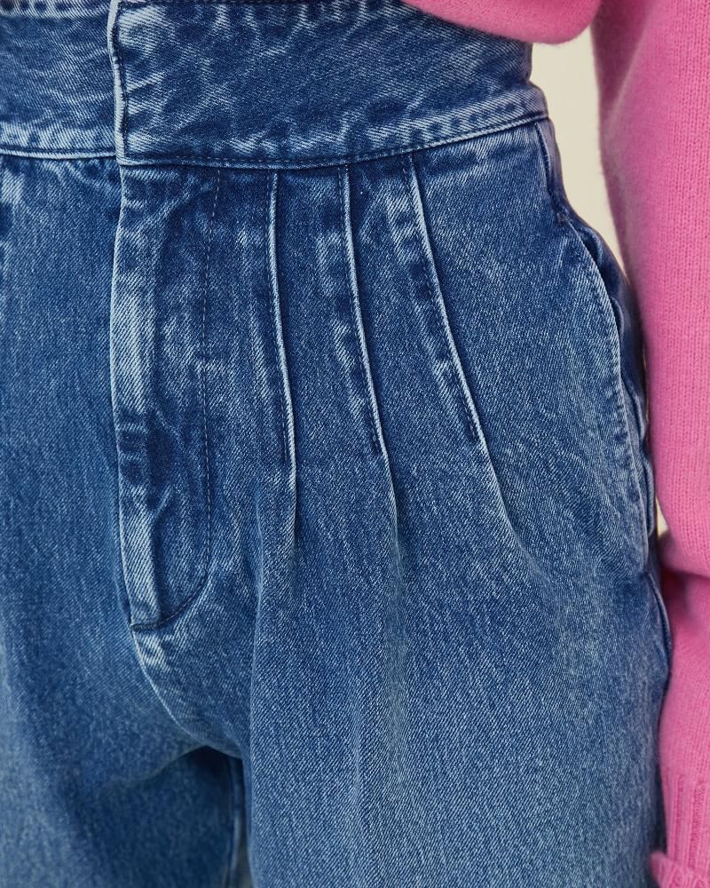 ピンタックキャロットデニムパンツ(ブルー) - seventen ピンタックキャロットデニムパンツ(ブルー) - seventen