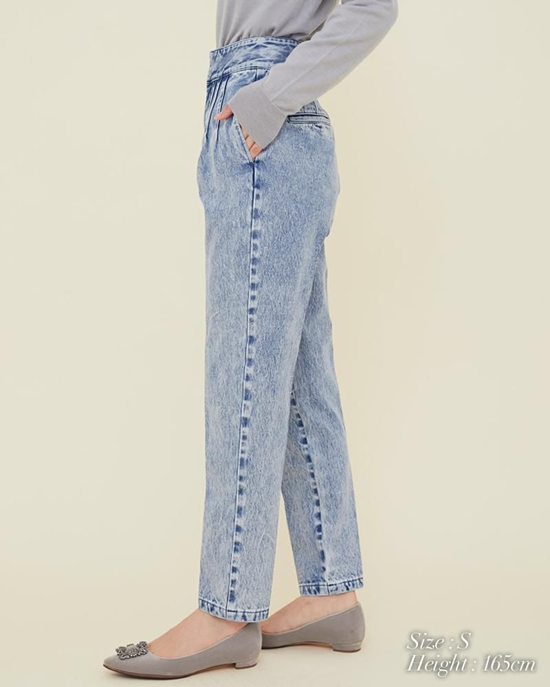 ピンタックキャロットデニムパンツ(ブルー) - seventen ピンタックキャロットデニムパンツ(ブルー) - seventen