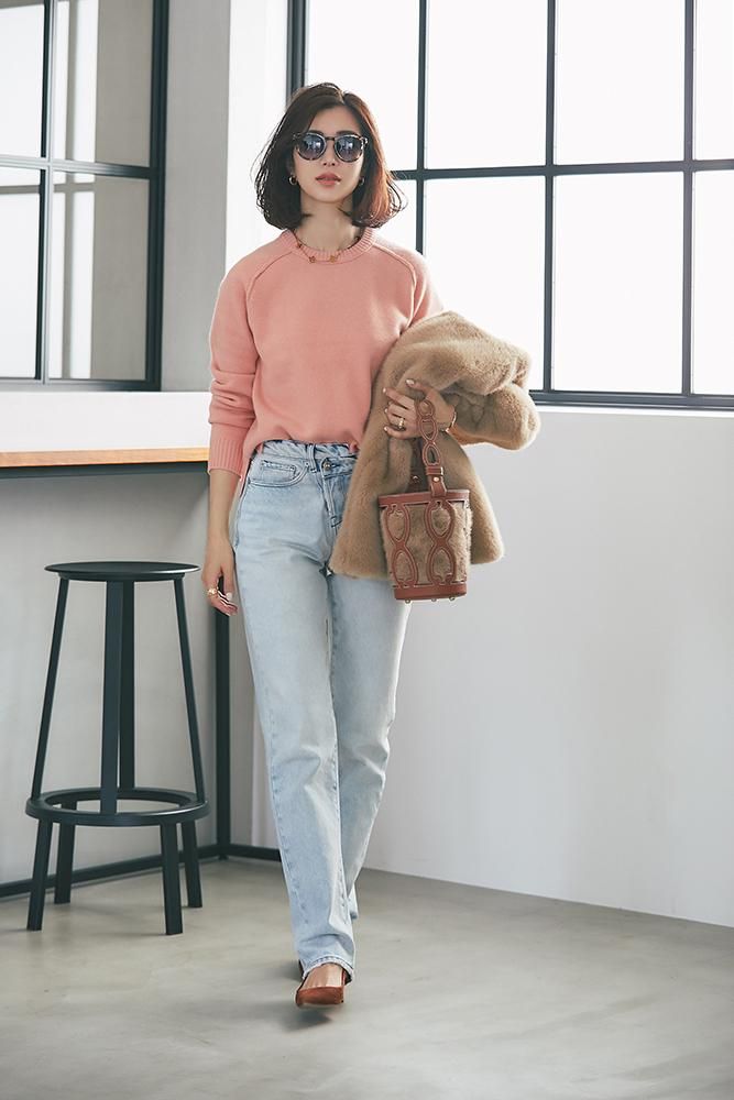 SEVEN TEN　セブンテン　カットワークレザーバケットバッグ　ファーインナー 再入荷】ファーインナーバッグ(ブラウン) - seventen