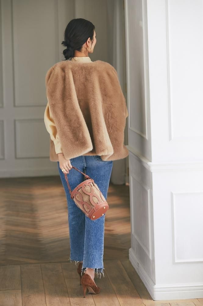 再入荷】カットワークレザーバケットバッグ - seventen