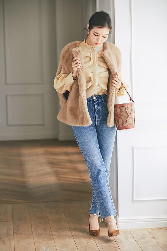 SEVEN TEN　セブンテン　カットワークレザーバケットバッグ＆ファーインナー Cutwork Leather Bucket Bag / Marine Print Eco Bag｜seventen