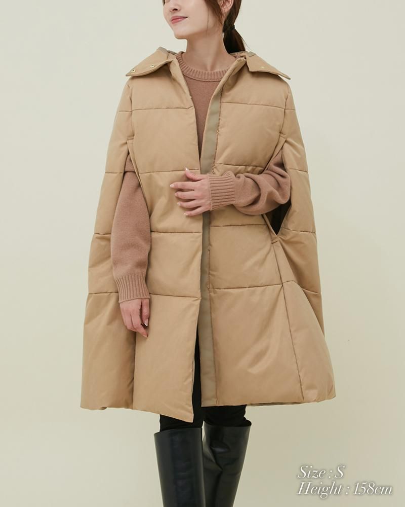 40％off】キルティングポンチョコート(ベージュ) - seventen