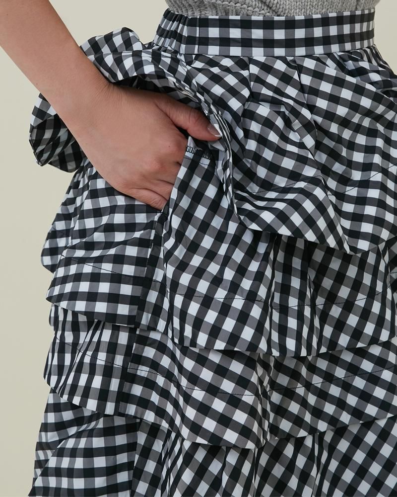 ラッフルティアードスカート(ギンガムチェック) - seventen