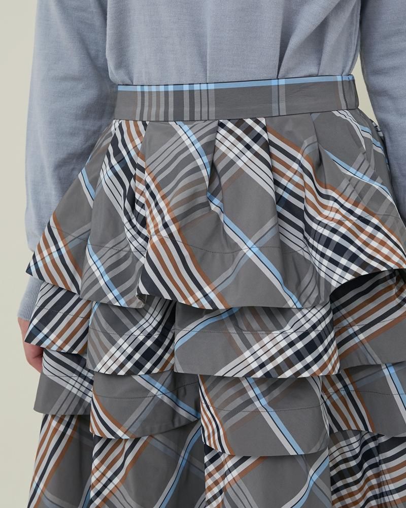 ラッフルティアードスカート(ギンガムチェック) - seventen
