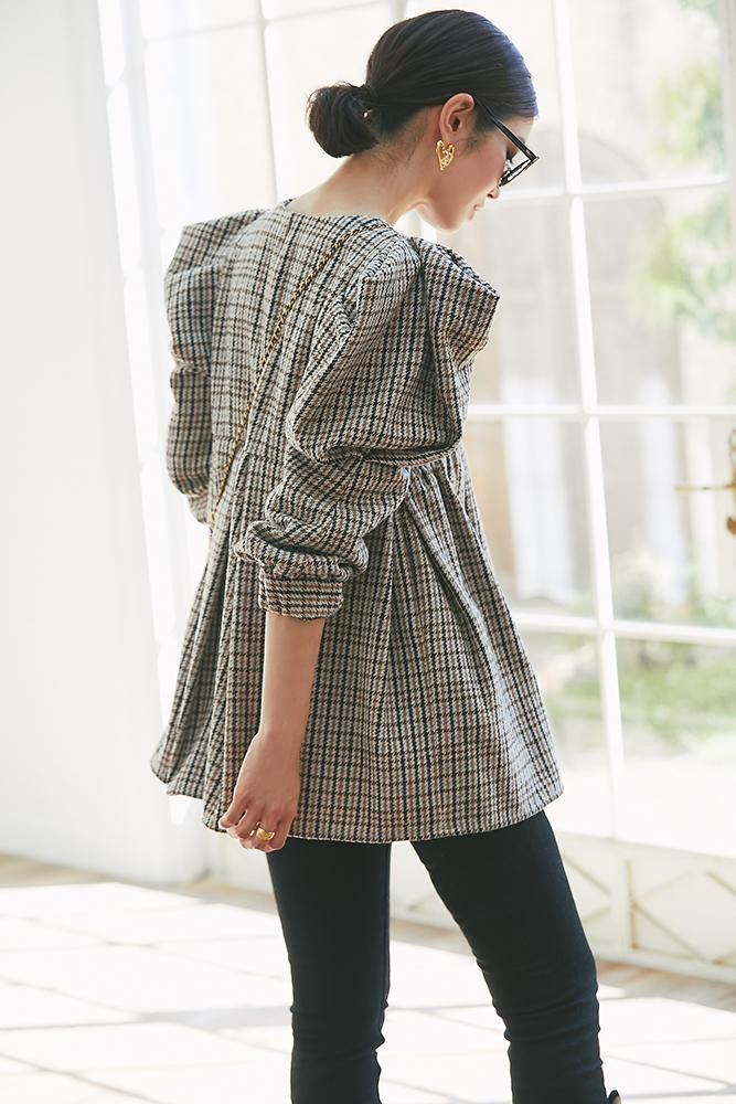 再入荷】チェックブラウス(ブラウン) - seventen 再入荷】チェックブラウス(ブラウン) - seventen