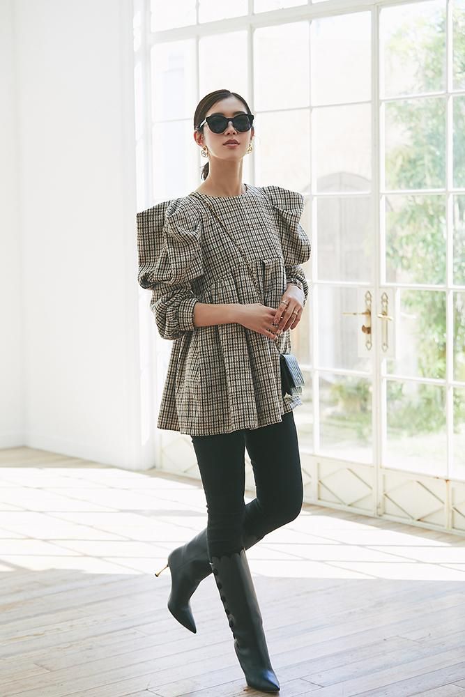 再入荷】チェックブラウス(ブラウン) - seventen 再入荷】チェックブラウス(ブラウン) - seventen