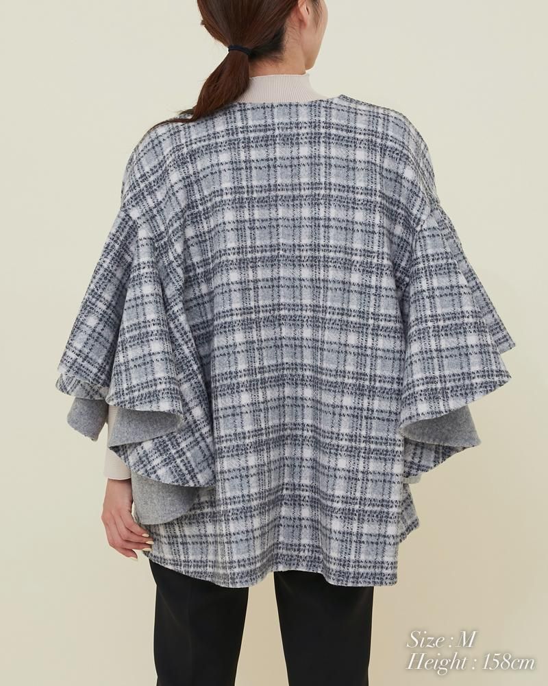 ラッフルスリーブリバーシブルコート(グレー) - seventen