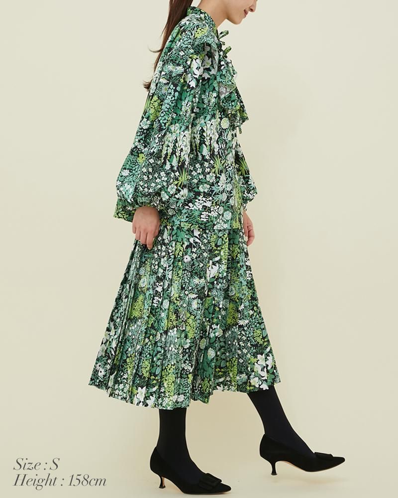 【新品同様】セブンテンseventenプリントフリルブラウス　グレージュ　S プリントフリルブラウス(グレージュ) - seventen