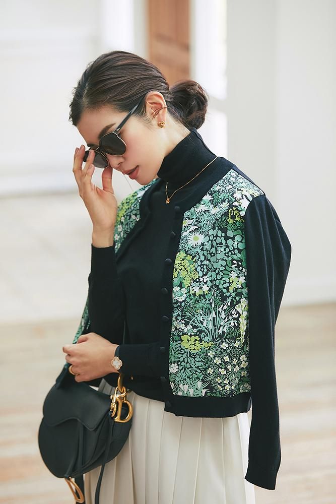 セブンテン　カーディガン　ブラック　seventen プリントカーディガン(ブラック) - seventen