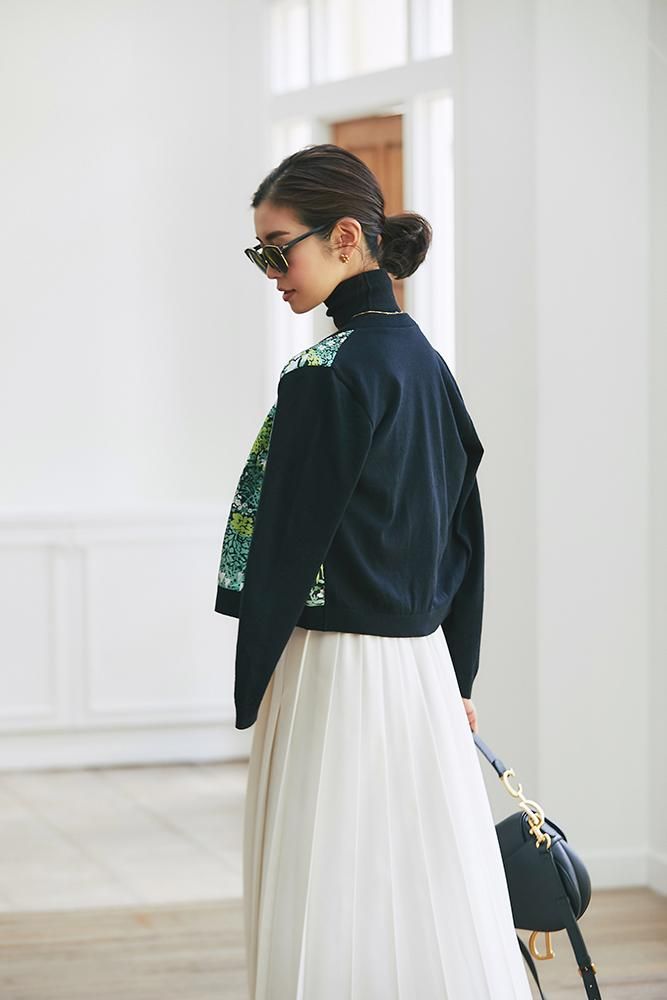 プリントカーディガン(ブラック) - seventen